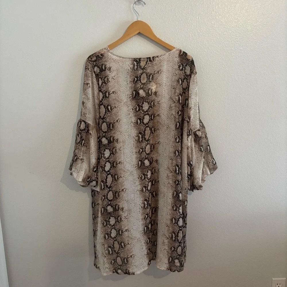 Paisley Vine Sheer Snakeskin Print Layered Tunic Dress Size 1XL Boho Chic